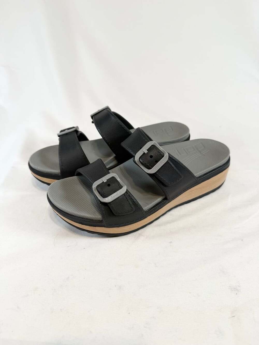 Dansko Women's EU 40 US 9.5-10 Black Two Strap Buckle Platform Slide Sandals Com